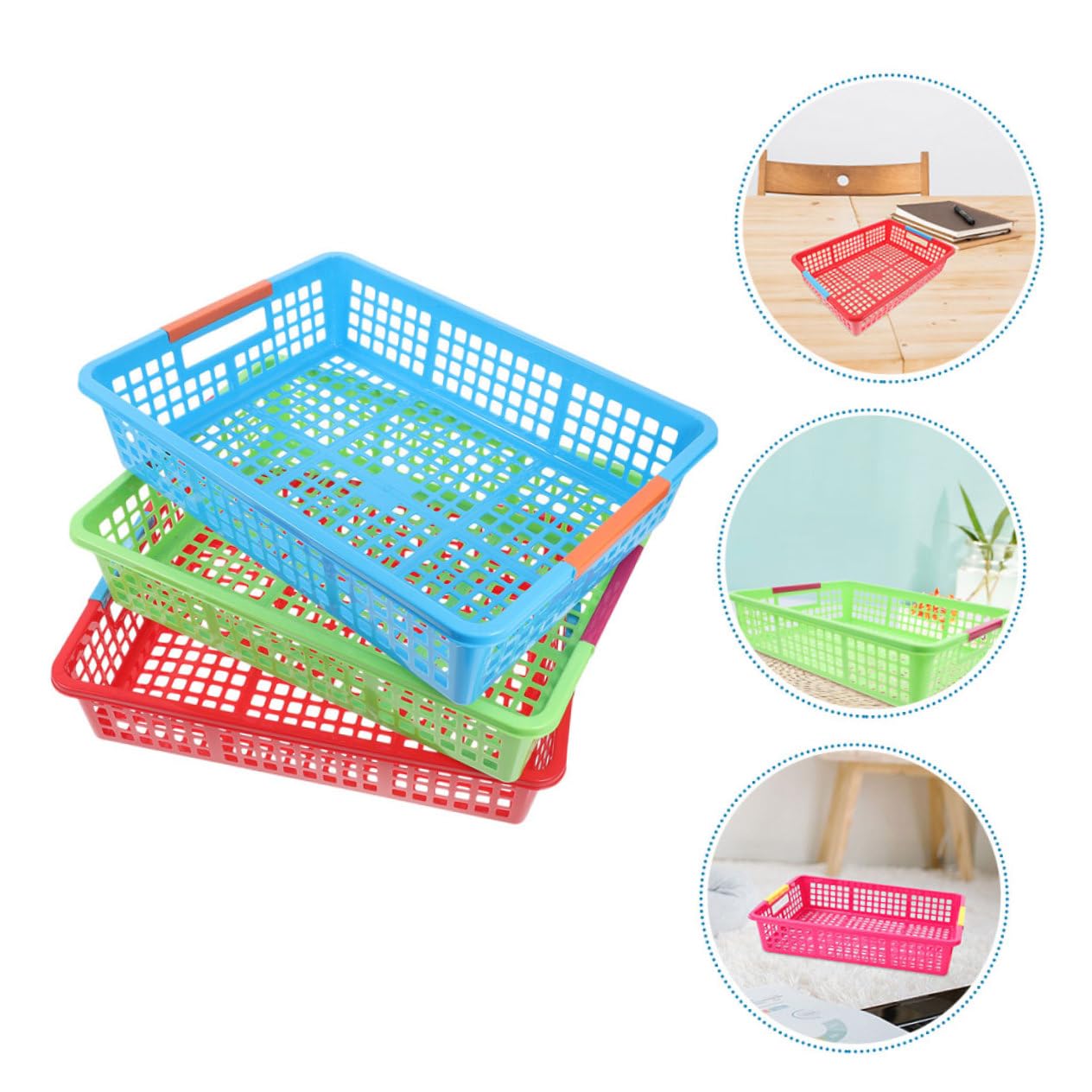SOLUSTRE 5stücke Multifunktionale Kunststoff Aufbewahrungskörbe Stapelbare Bunte Kunststoffboxen Für Dokumente Spielzeug Snacks Modern Platzsparend Für Büro Schule Zuhause