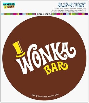 Willy Wonka and The Chocolate Factory Wonka Bar Logo Automotive Car Window Locker Circle Bumper Sticker