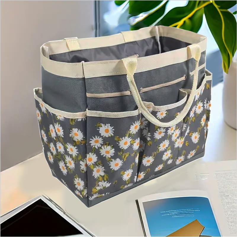 Organizador de ferramentas de jardim, bolsa de jardinagem com vários bolsos, bolsas de jardim para organizador de ferramentas (fundo cinza margarida)