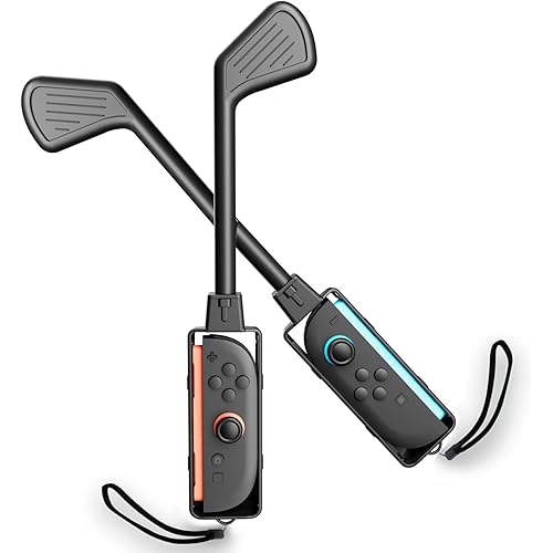 Nargos Golf Culb for Nintendo Switch 2 Joy-Con Controller, Sports Game Accessories for Mario Golf-Super Rush and Switch Sports Golf Game（2 Pack） (Black, Nintendo Switch 2)