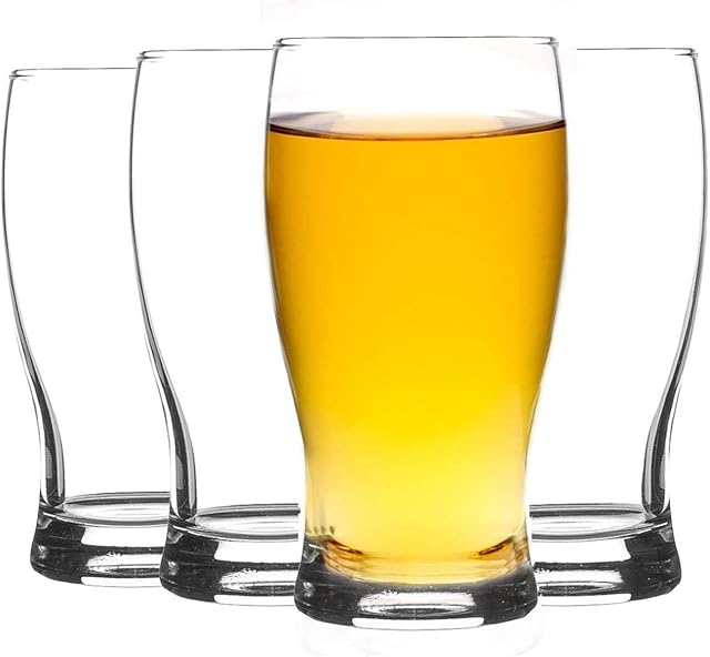 Rink Drink Classic Tulip Pint Beer Glasses Set of 4 Glass - 580ml - Clear