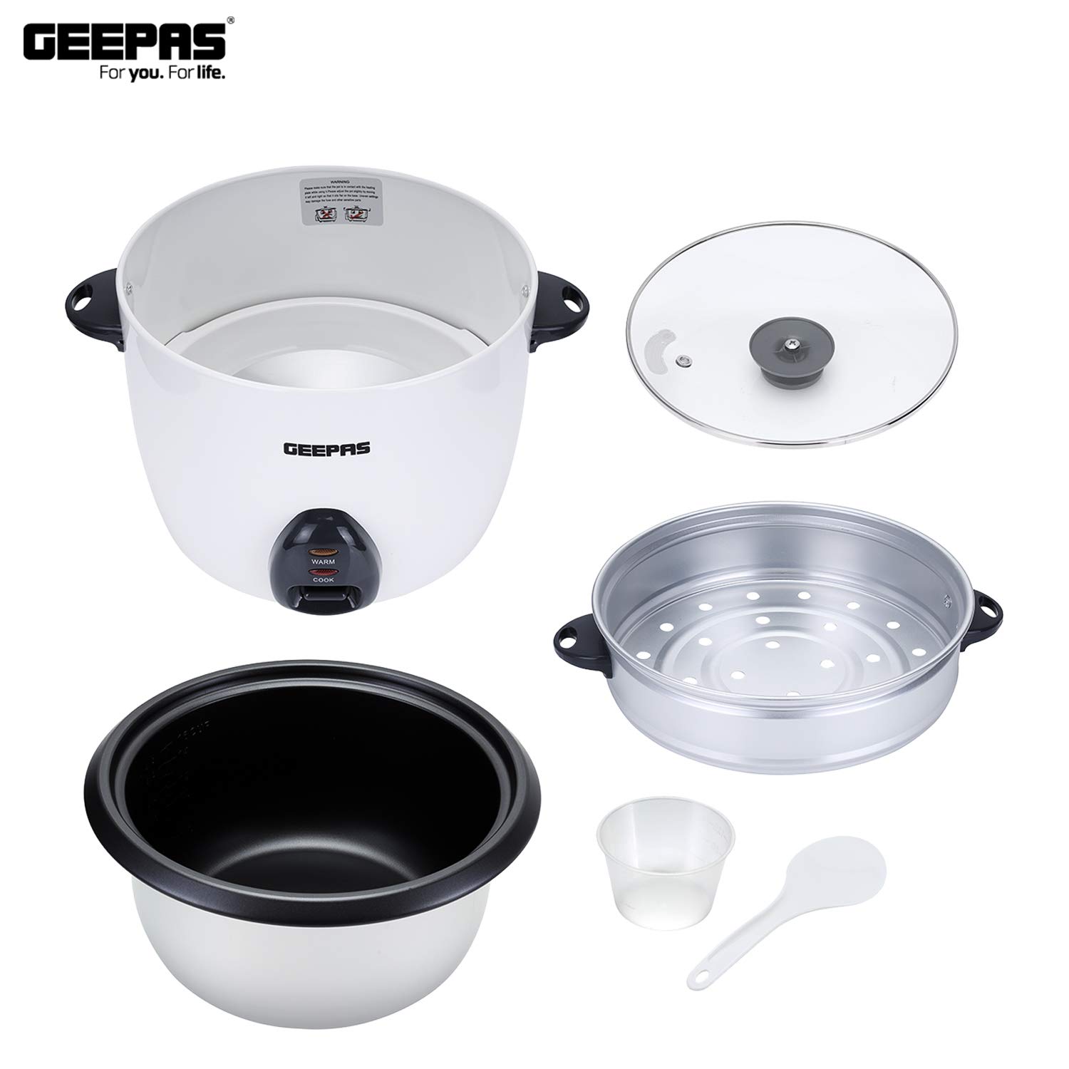 Geepas 1.5L Rice Cooker/Steamer with NonStick Cooking Pot 500W