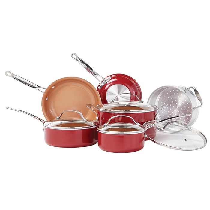 Buy BulbHead Red Copper 10 PC CopperInfused Ceramic NonStick Cookware
