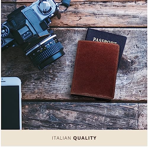 Maruse Italian Leather Passport Cover For Men And Women, Handmade In Italy, Orange #TOP5