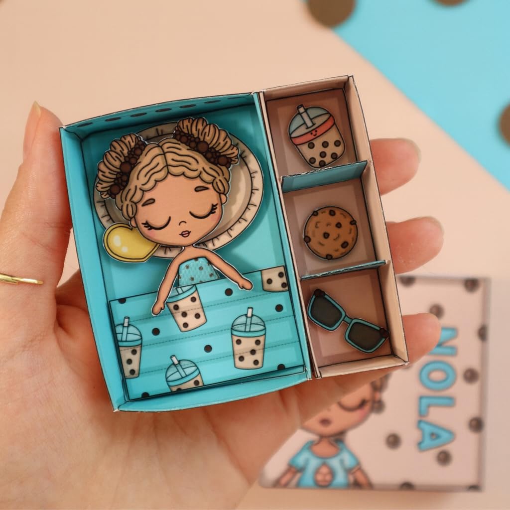 Titu Ki Baatein Paper Doll Nola in a Box DIY Mini Matchbox Dollhouse Craft Kit for Kids, Cut and Paste Activity with Accessories-image-6