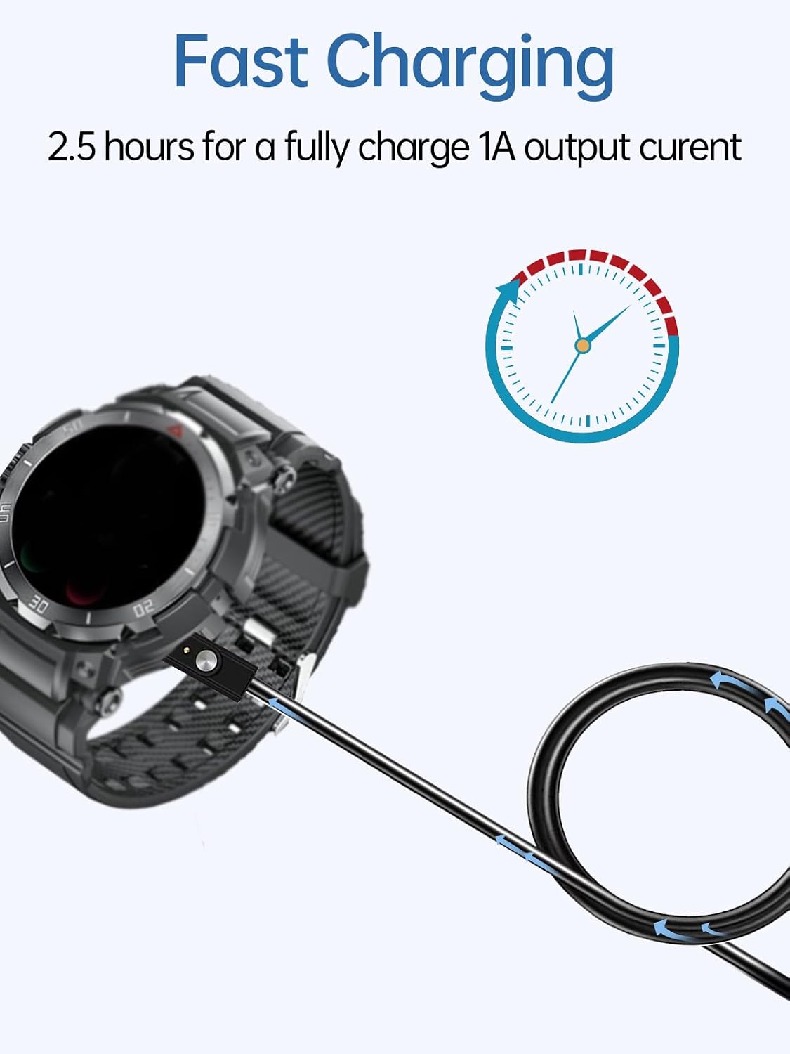 Charging Cable for FANCHENGZI GT100 Smart Watch, Magnetic USB Flexible Charging Cable Accessories for FANCHENGZI GT100 Smart Watch,(2 Pack) image 2