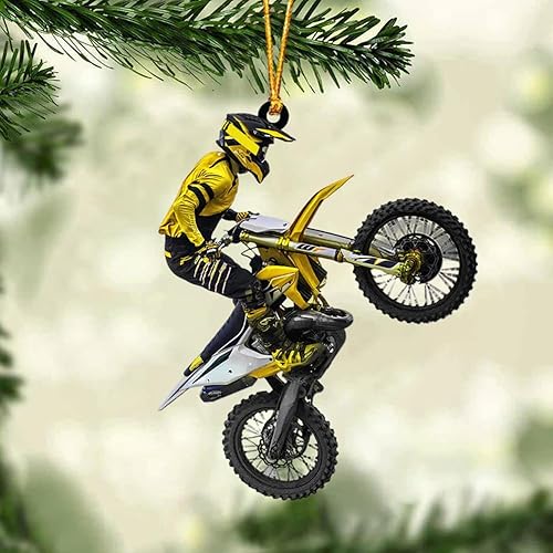 Miniatura 7 de Adorno de Navidad personalizado de motocross, regalos personalizados para amantes del motocross, adornos acrílicos de forma plana 2D, regalo de