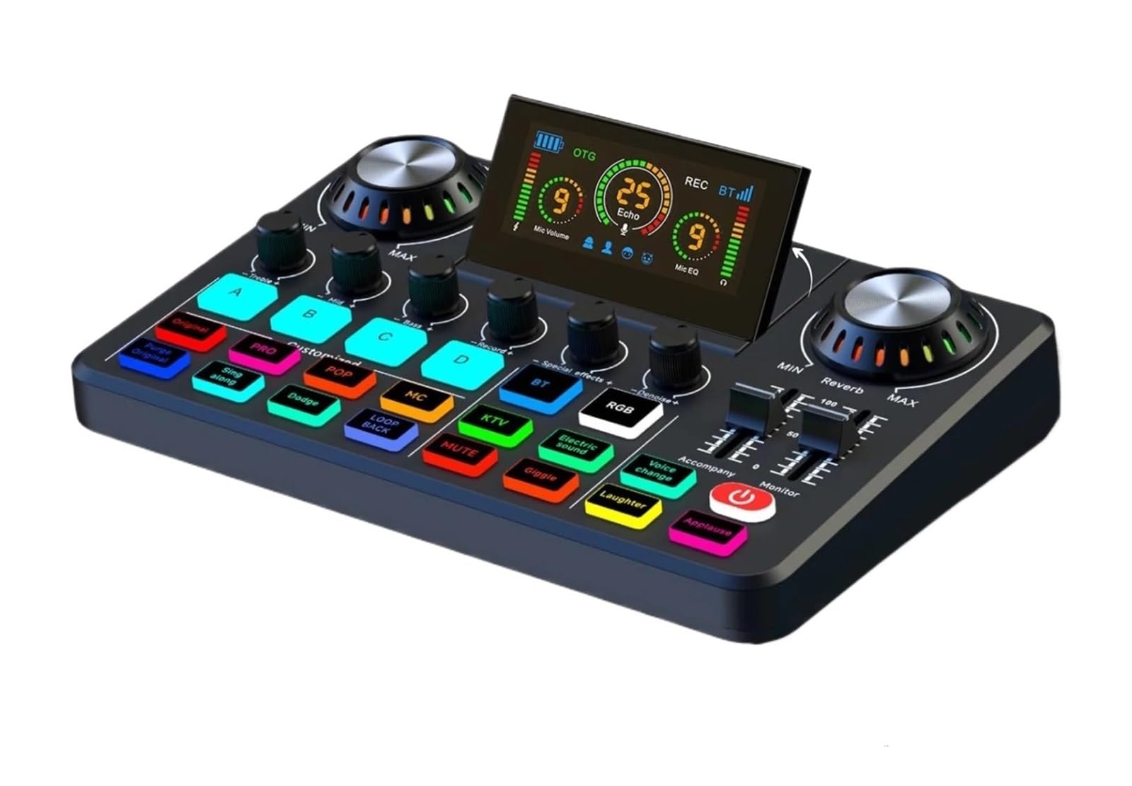 Mixer, Live Sound Card with DJ Mixer Effects & Voice Chanr, Sound Board with RGB, Music Recording Equipment