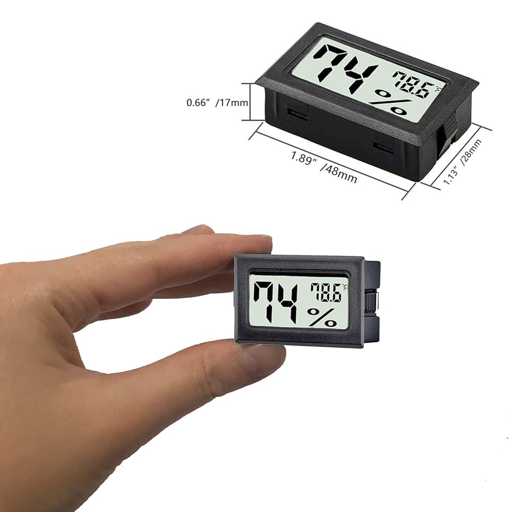 Reptiltermometer, Mini LCD-Digital Termometer Hygrometer Rund Form Fu00f6r Reptiltermometer, Mini LCD-Digital Termometer Hygrometer Rund Form Fu00f6r