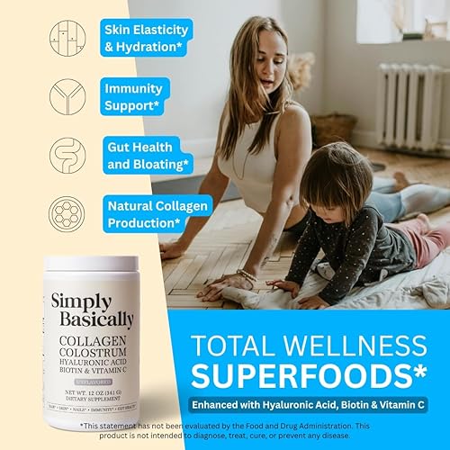 Miniatura 2 de Polvo de péptidos de calostro y colágeno con biotina, ácido hialurónico y vitamina C  Salud intestinal e hinchazón, apoyo inmunológico, suplemento