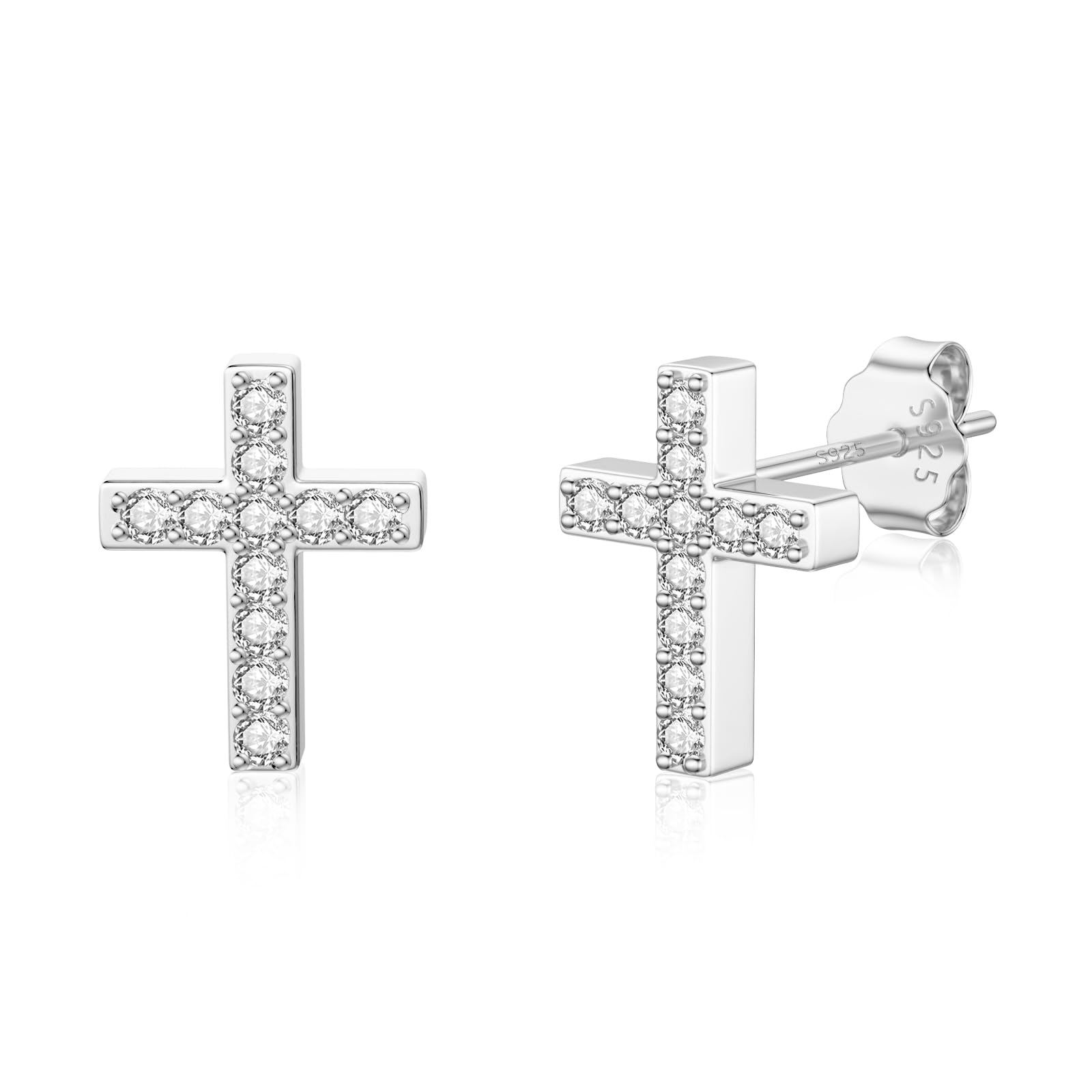 JIAYIQI Minimalist 925 Sterling Silver Stud Earrings Set, 14K Gold Plated Hypoallergenic Tiny Bar Dot Heart Star Studs for Women & Men