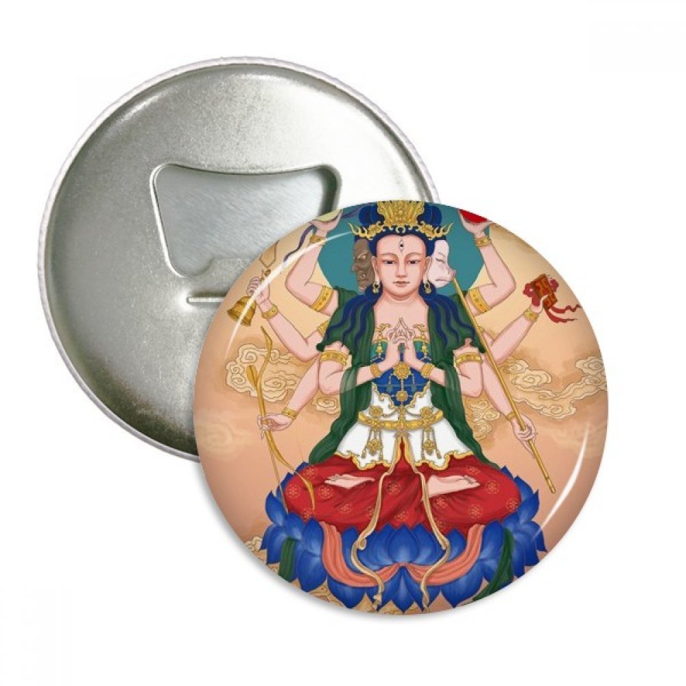 Décapsuleur aimanté religion taoïste argenté pour frigo 3pcs
