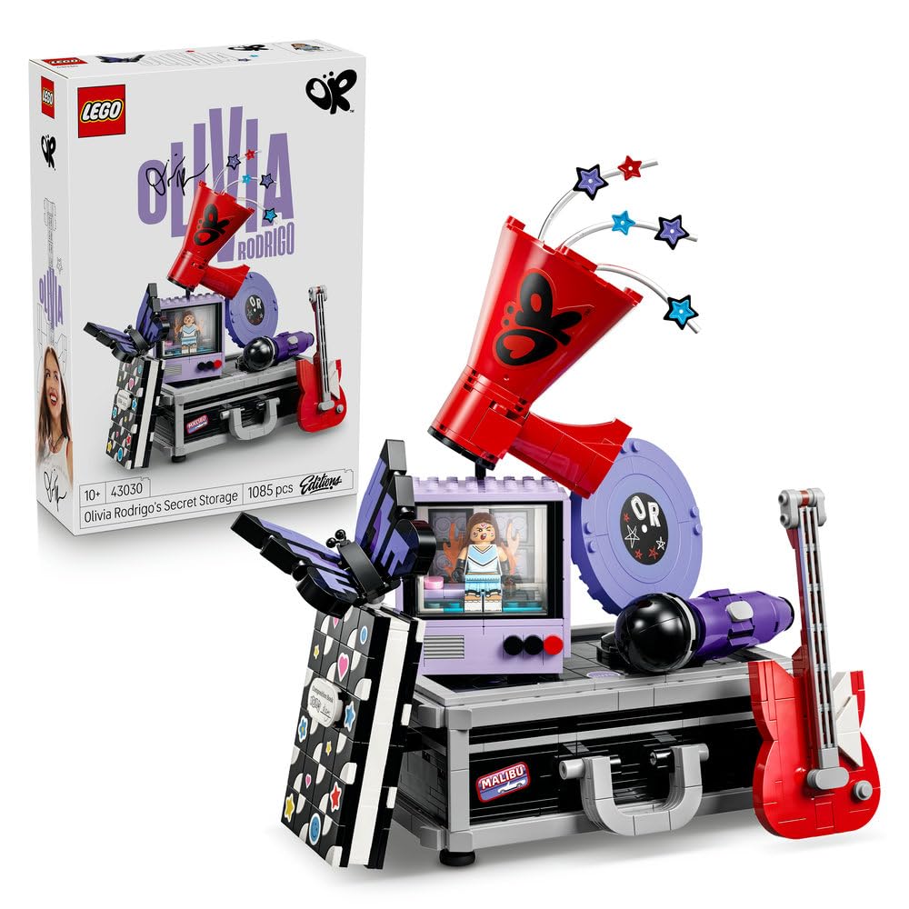 LEGO Editions Skrytka Olivii Rodrigo 43030 | Muzyczna dekoracja, zestaw klocków dla dzieci, prezent dla fana muzyki pop, dla dziewczynek i chłopców 10+, 1085 elementów