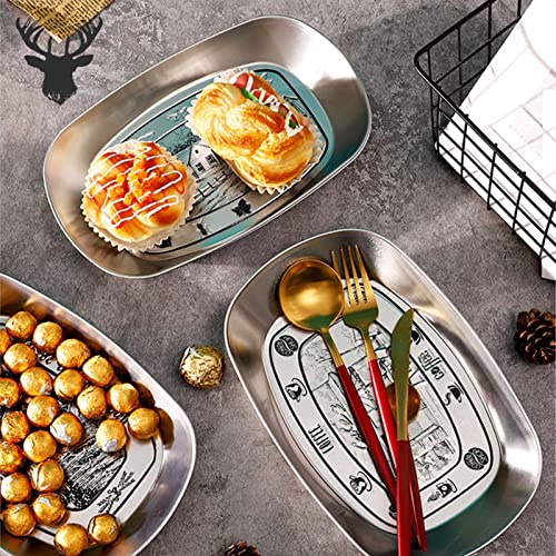 Camping Dinner Plate, Exquisite European Style Camping Tinplate Tray Multifunctional for Picnic (Harvest Style)