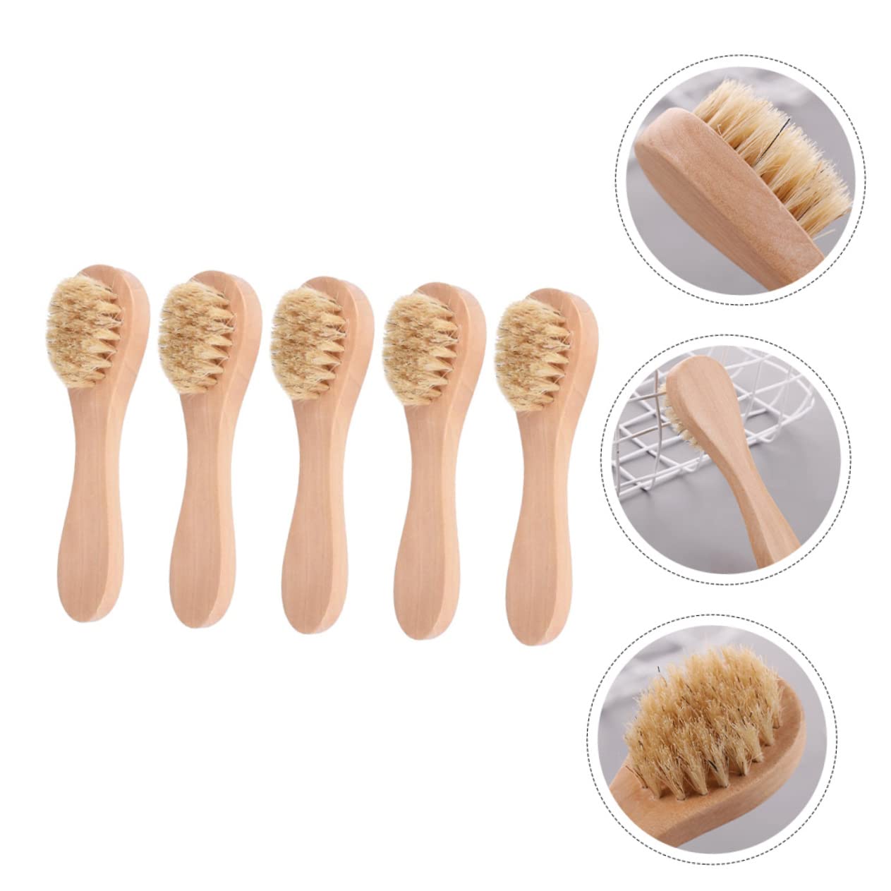 Healeved 5pcs Facial Cleansing Brush Soft Sisal Bristles for Deep Cleansing Wooden Handle Esthetician Quality Portable Face Wash Brush