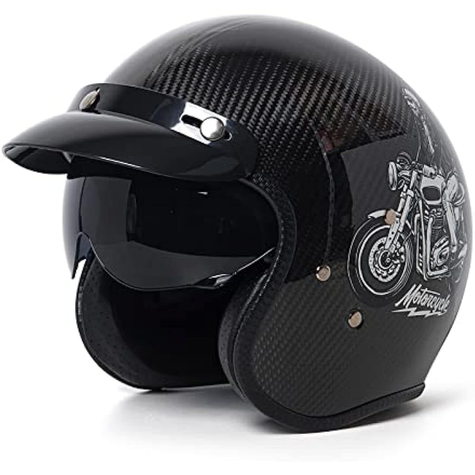 Casque Jet Vintage Vintage Casque Moto Vintage Homme,Casque De Moto Vintage Cuir Avec Visière Lunettes,Casque Jet Pilot ECE Homologué Pour Scooter Chopper Demi Casque De Moto Homme Et Femme D,M Casque Moto