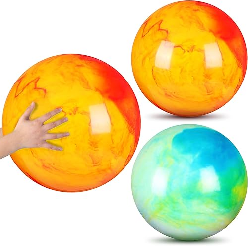 Deekin 2 bolas hinchables marmoleadas de 15 pulgadas y 18 pulgadas, bolas inflables de goma grandes para patio de juegos, bolas sensoriales para