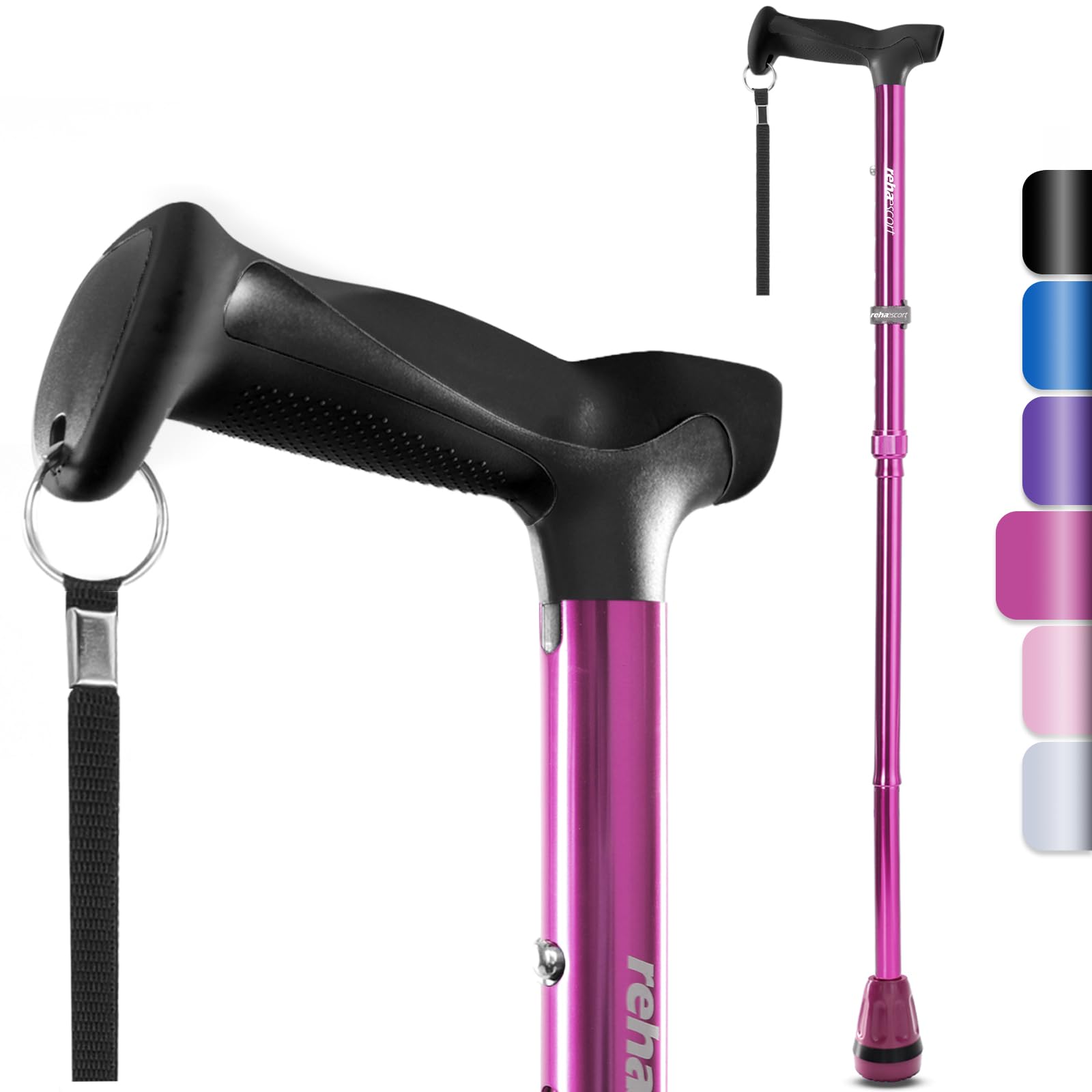 Rehaescort Folding Walking Cane Red