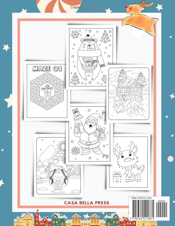 Giant Christmas Activity Book for Kids: 100 Unique Designs of Coloring, Dot-to-Dot, Mazes & More Holiday-Themed Pages for Ages 4-8 image 3
