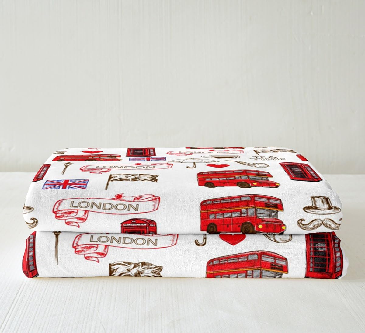 British Sherpa Blanket London Urban Fleece Throw Blanket for Bed Sofa Kids Red Bus Plush Blanket Utra Soft England Flag Fuzzy Blanket Retro Telephone Booth Flannal Blanket Double 60x79 Inch - Image 4
