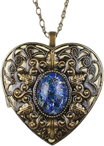 Medallón de caja de música de ópalo azul zafiro