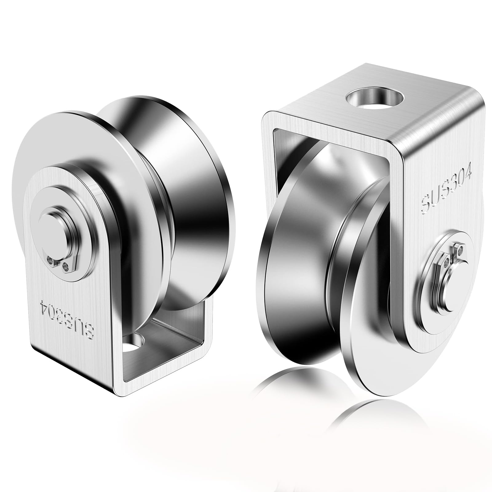 2 Pack 2 Inch Stainless Steel V Groove Pulley Wheel, Heavy Duty Caster Wheel Track Sliding Gate Roller, 500lbs Load Bearing for Swing Sliding Gate-image-25