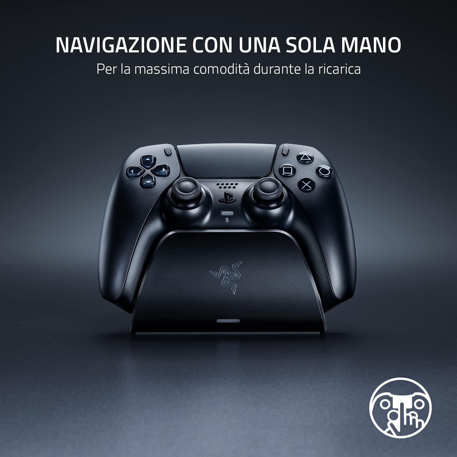 Razer Base di Ricarica Rapida Universale per PS5 - Caricabatterie Rapido per controller PS5 (Ricarica Rapida, Compatibilità Universale, Sistema a Contatto Magnetica) Midnight Black