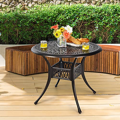 Tangkula 10573-NP 36 Inch Outdoor Dining Table, Round Cast Aluminum Patio Dining Table thumb #1