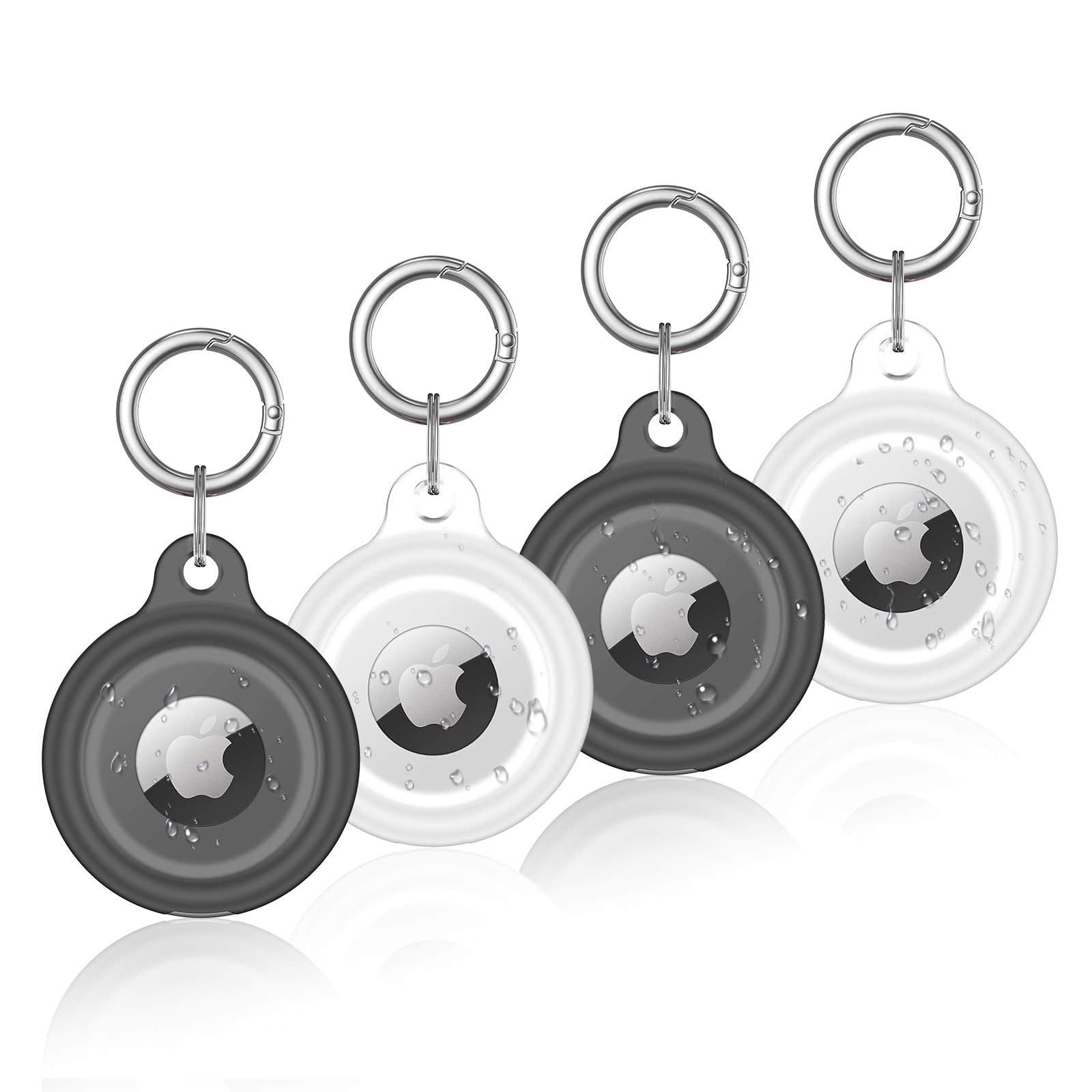 SUPFINE for Airtag Holder Waterproof, 4 Pack Air tag Keychain, [Anti-Scratch] Tracker Case with Loop Key Ring for Apple Airtags,Airtag Cover for