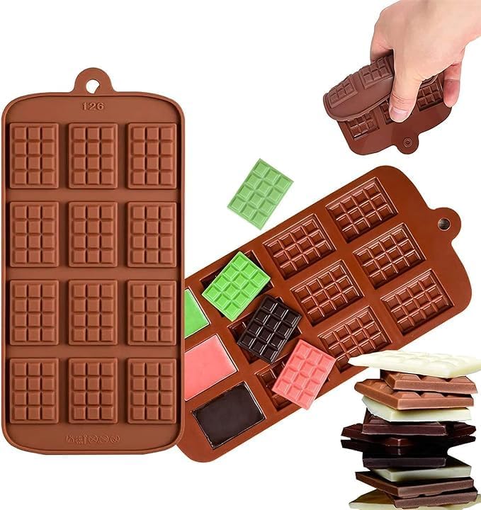 Image of Clazkit Flexible and Reusable Silicone Alphabet, Smiley, Cadbury, Mini Heart, Chocolate Bar and Zigzag Chocolate Molds for Making Chocolate /Candy, Jelly, Cake Decoration - Pack of 6