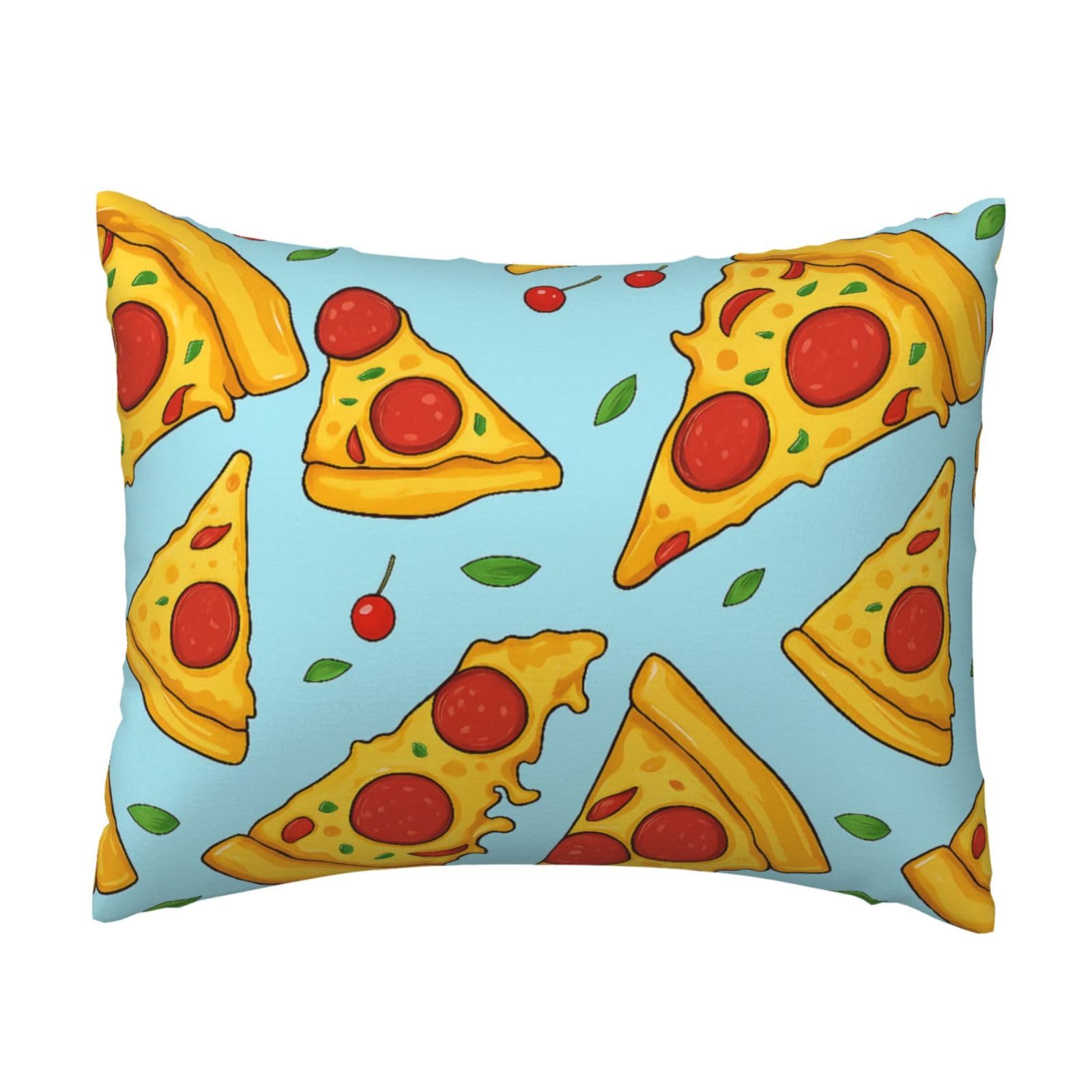 Delicious Pizza, Leaf and Cherry Pillowcase Soft Plush with Zipper Decorative Pillowcovers 16x20 in
