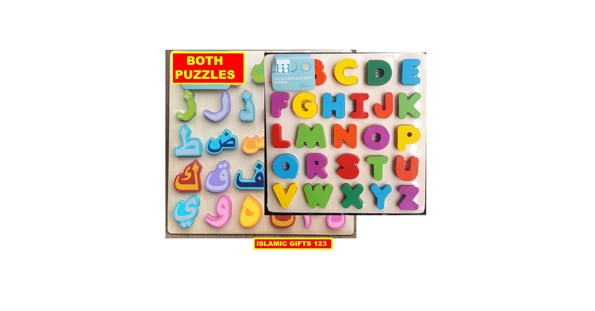 Amazon.com: Set of 2 Arabic Alphabet Puzzle + English Wooden
