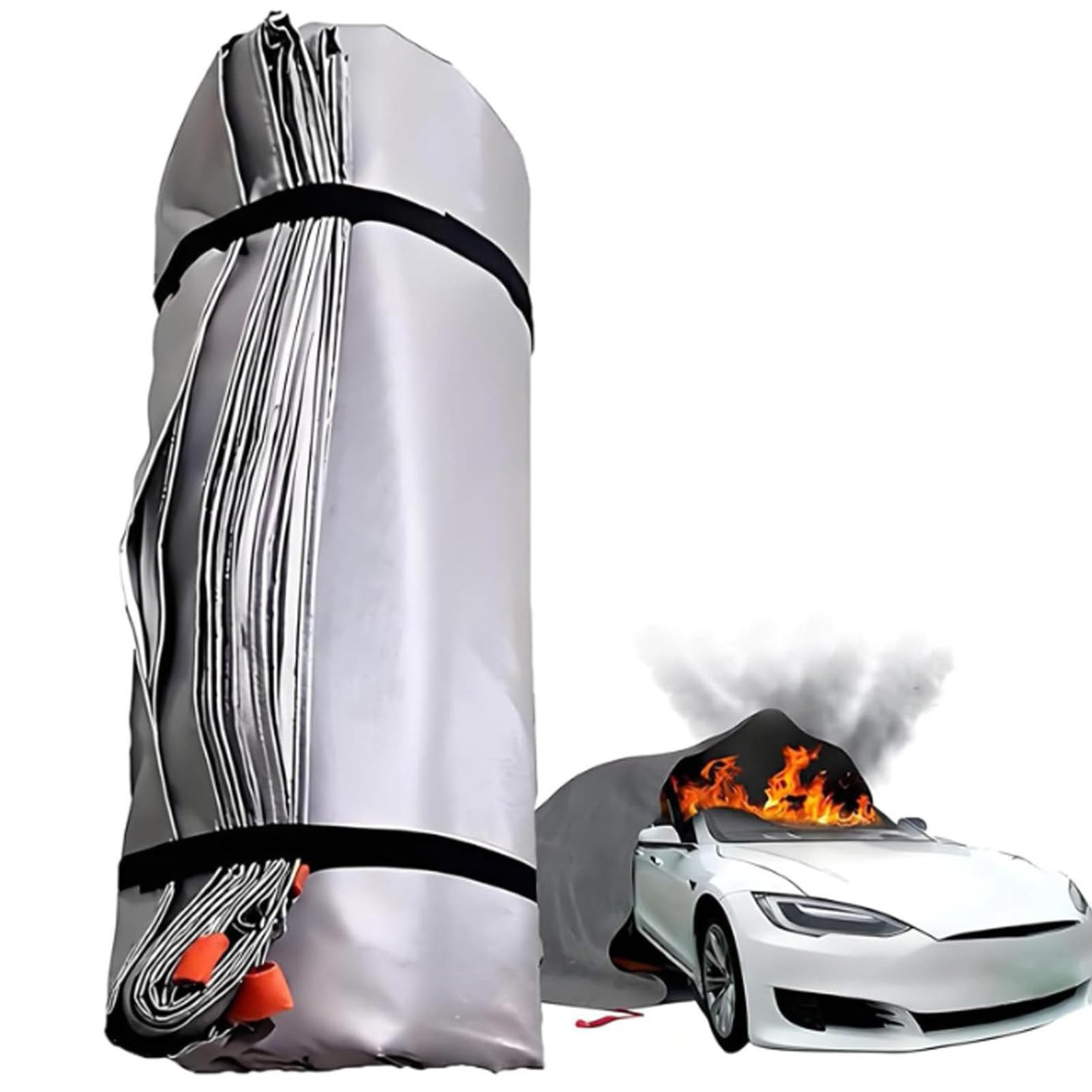 Oiyekntd Silicone Fire Blanket for Car, Reusable Emergency Fire Suppression Blanket for Conflagration with Carry Bag, Quick Unfolding Car Fire Blanket for Electric & Gas Vehicles 3 * 4m/9.8 * 13.1ft