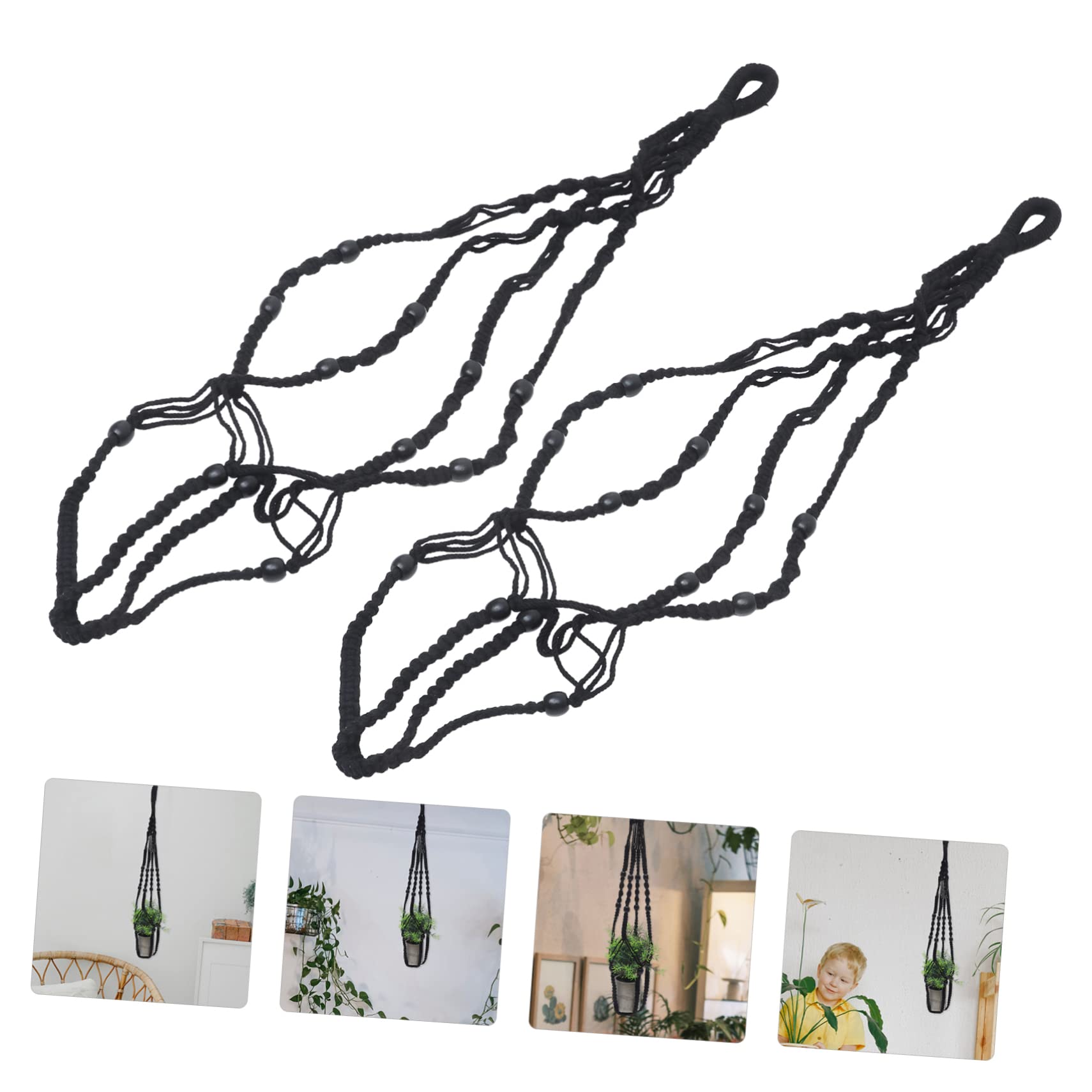 Hemobllo 2pezzi Portavasi Sospeso in Macramè Appendino Per Piante Da Interno Cesto Per Piante in Corda Di Cotone Intrecciata Decorazione Per Soggiorno e Balcone