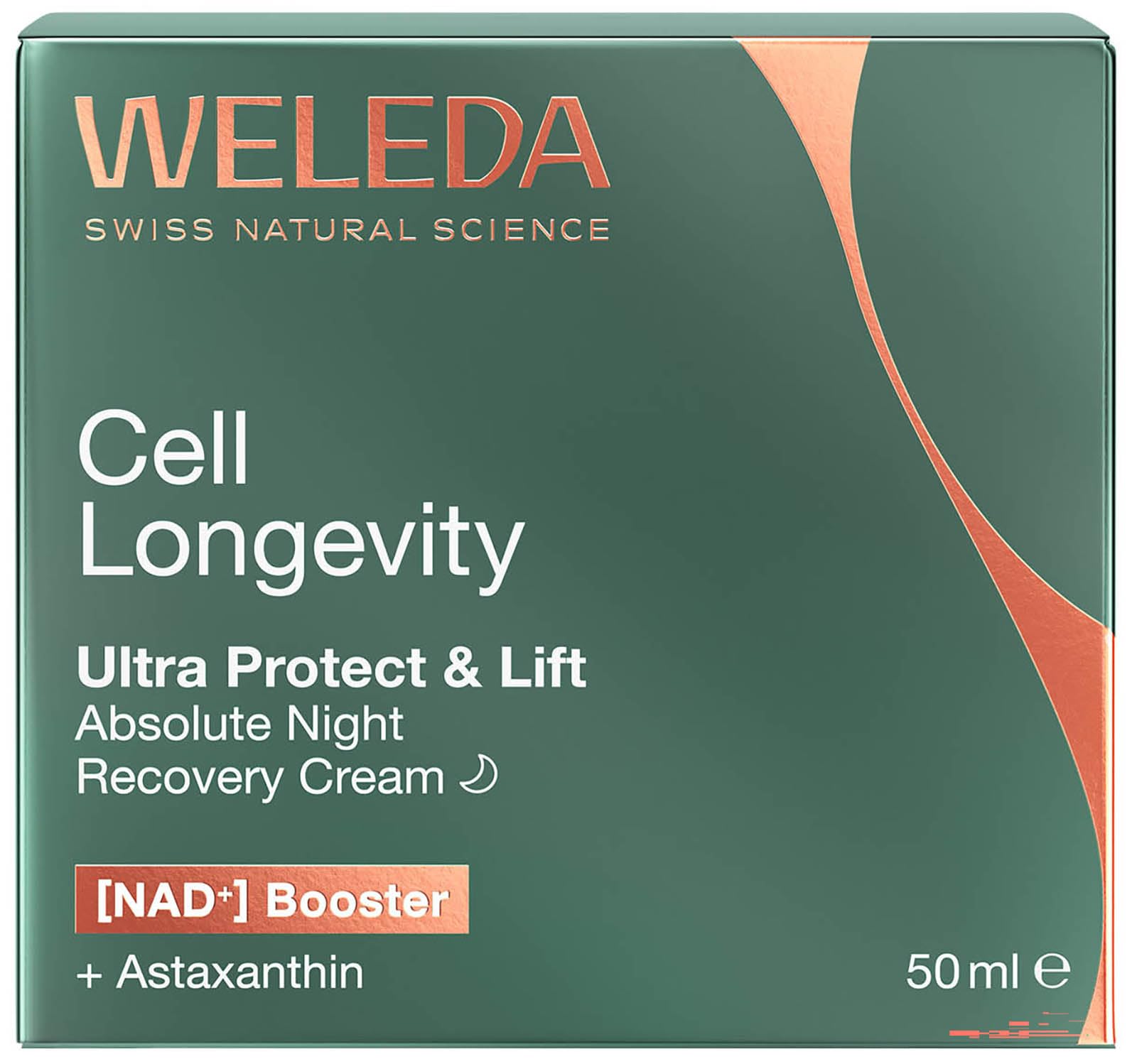 WELEDA Cell Longevity Ultra Protect & Lift Absolute Night Recovery Cream - Nachtpflege Creme mit [NAD⁺] Booster & Astaxanthin schützt vor Hautalterung & strafft (Naturkosmetik, vegan, 50ml)