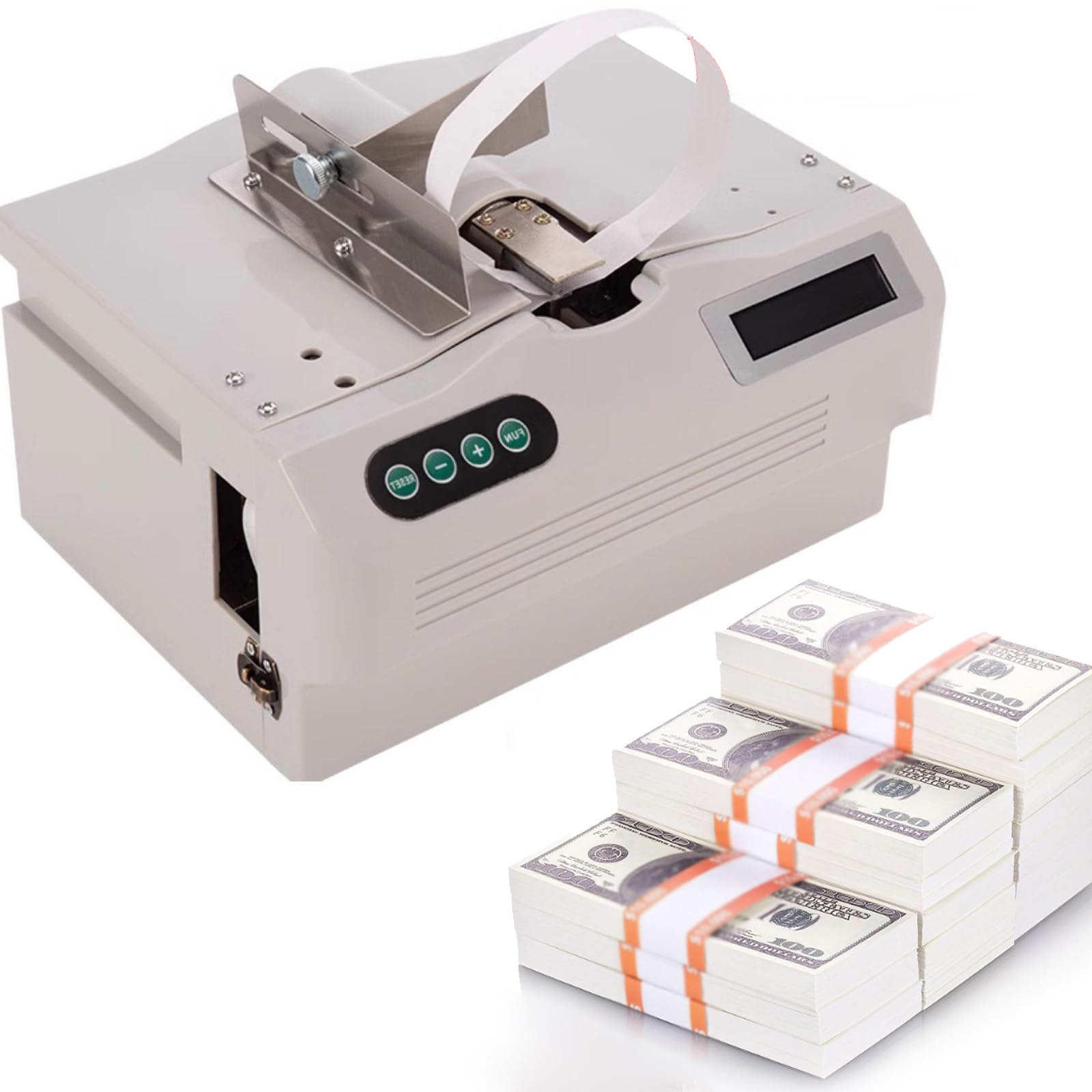 Confezionatrice automatica denaro,efficiente macchina automatica per impacchettare banconote con schermo LCD per professionisti finanza e cassieri - Velocizza gestione del contante