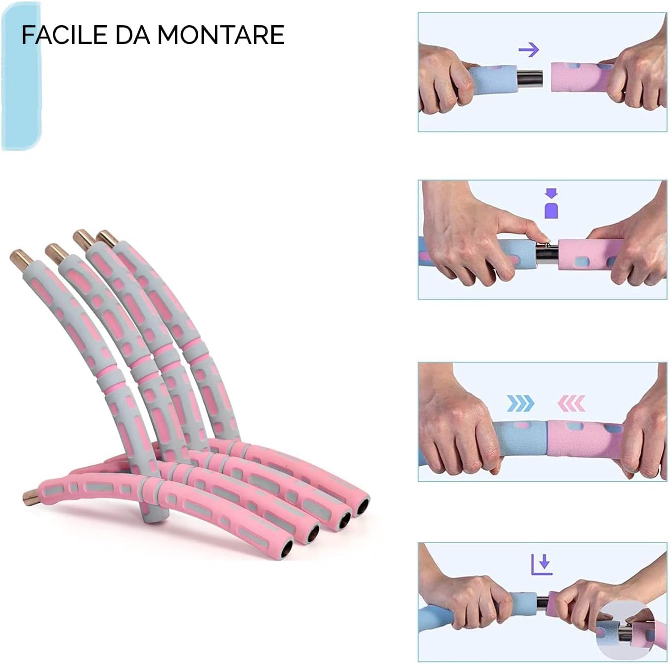 Hula Hoop Fitness Soft Slimming Circle mit 8 abnehmbaren Segmenten zur Gewichtsreduktion für Erwachsene und Kinder