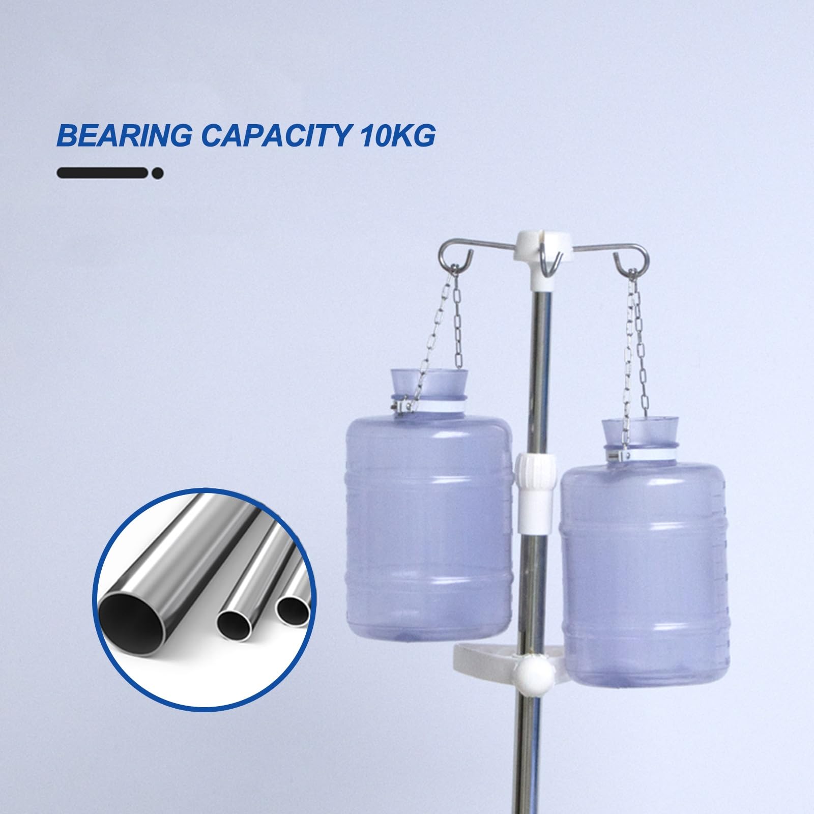 Asta Portaflebo con Ruote, Asta Portaflebo in Acciaio Inox Portatile, 4 Ganci, Altezza Regolabile, Adatta for Ospedale, Casa