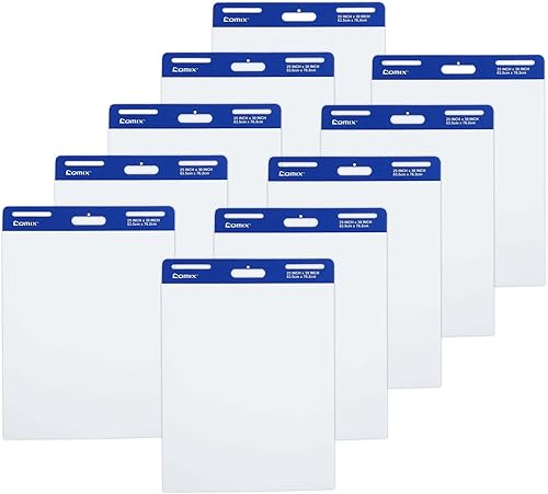 Comix Almohadilla de caballete pegajoso, papel de 25 x 30 pulgadas para profesores, papel de caballete autoadhesivo grande para suministros de