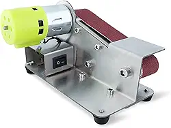 Mini lixadeira de cinto, lixadeira de cinto, lixadeira DIY de 7 velocidades variáveis, máquina de cinto abrasivo de ângulo fixo de 15° para artesanato em madeira, moagem de pedra de metal