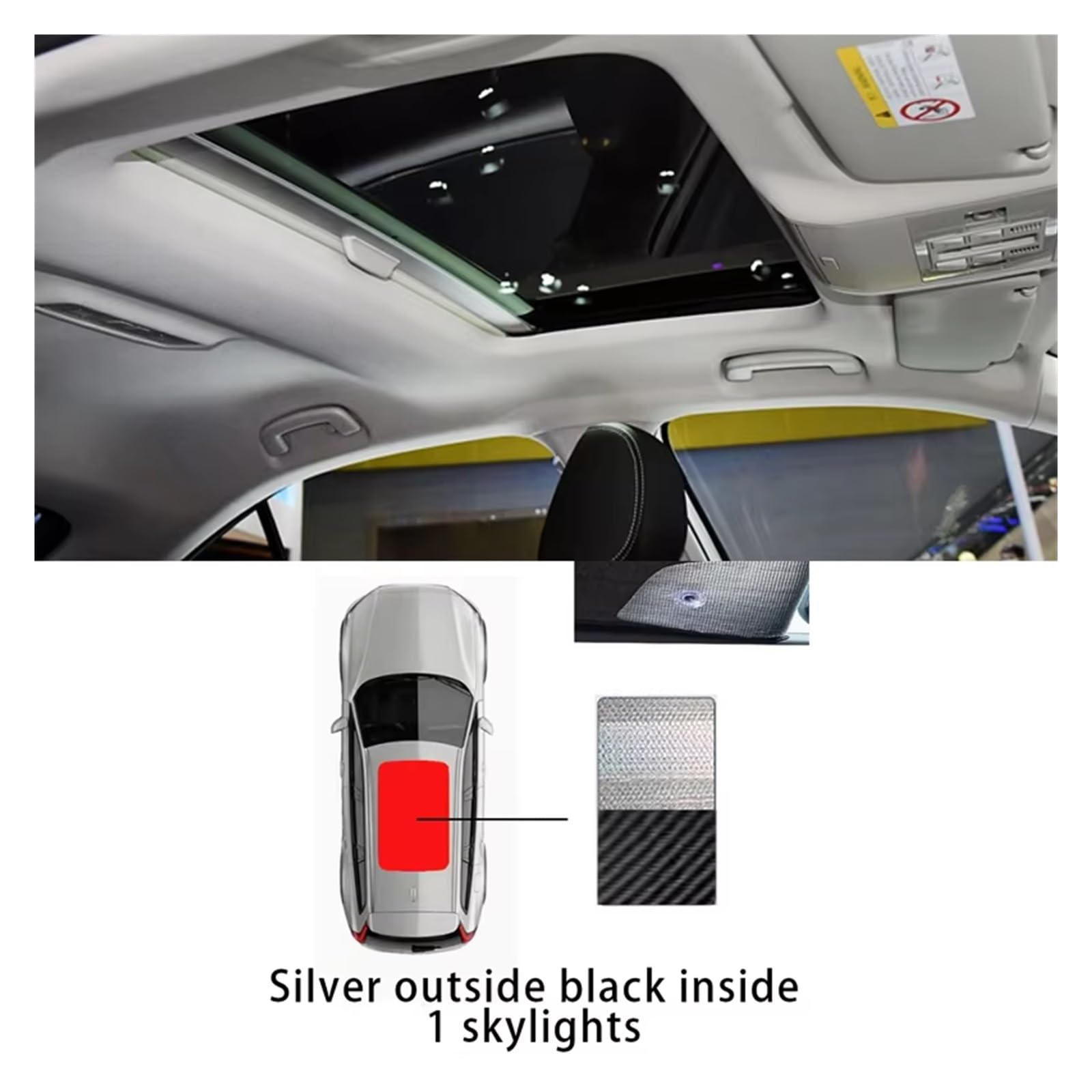 Sonnenblende Auto Netz Für Skoda Für Superb 2013-2015 Physikalische Kühlung Auto Panorama Dach 1X Hitzeschild Fenster Sonnenschutz Anti-UV Autofenster Sonnen-Schutz(Silver Black Sedan)