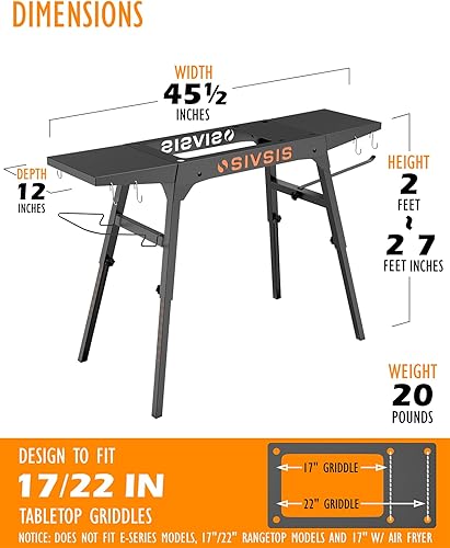 Miniatura 2 de Soporte de plancha para parrilla Blackstone de 17 pulgadas22 pulgadas, soporte portátil de Blackstone con ayudas laterales, ganchos para