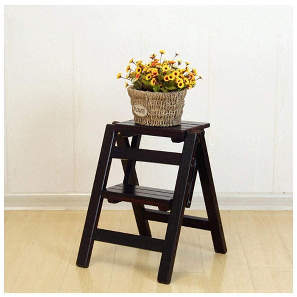Silla de escalera multifunción negra ideal para cocina y vestidor