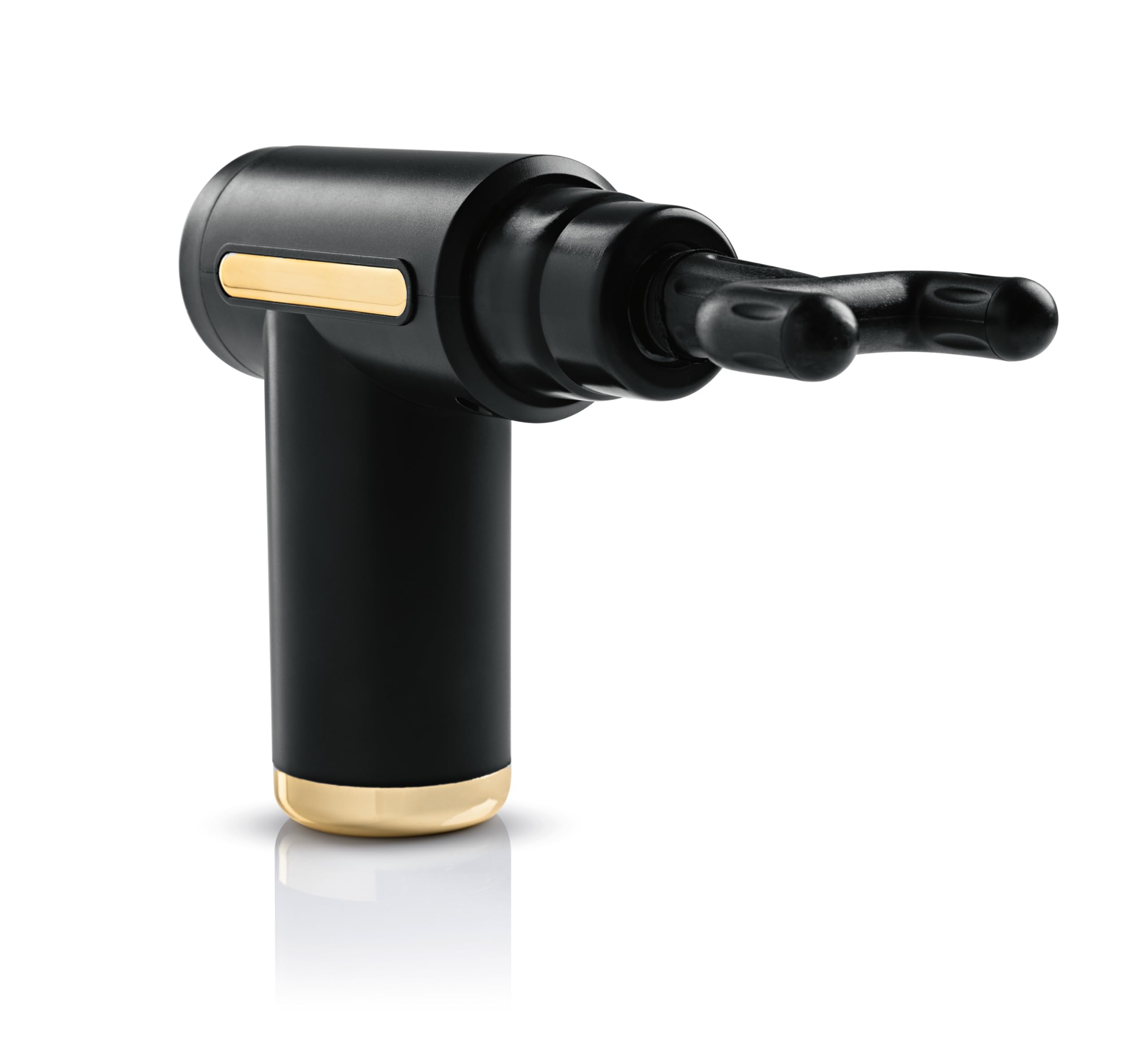 VITALmaxx Mini-Massagepistole mit 4 Ausätzen | Massage Gun mit 6 Leistungsstufen | Zur Muskelmassage & Lockerung von Verspannungen | Massagegerät für Zuhause & ideal für Unterwegs | Schwarz/Gold