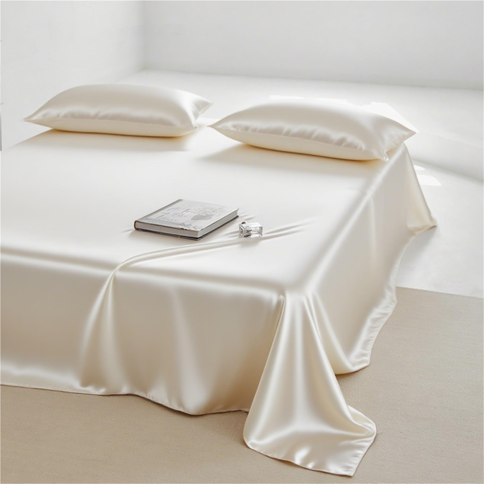 Sabanas Encimera de satén 170x230cm 230x250cm 250x250cm Individual Doble Sedosa de Lujo sábana Superior más Suave Que la Seda for la Piel del Cabello(Black,230x250cm)