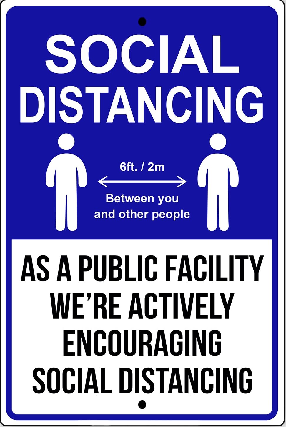 Maintain Social Distancing And Encouraging Safety Precaution Metal Sign
