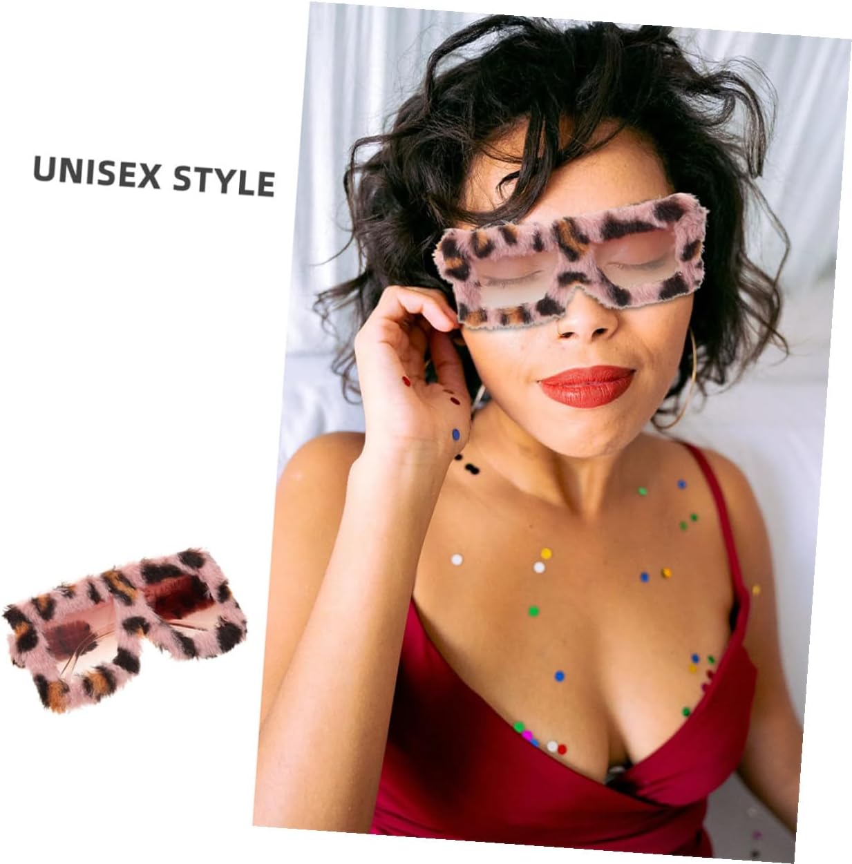 Abaodam 2pcs Plush Fuzzy Cat Eye Sunglasses Leopard Print Masquerade Party Glasses Funky Novelty Eyewear for Men and Women