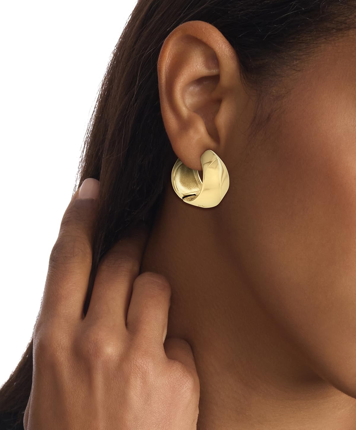 Calvin Klein Colección SCULPTED para Mujer Pendientes de Aro de Acero Inoxidable con Chapado en Oro Amarillo - 35000820