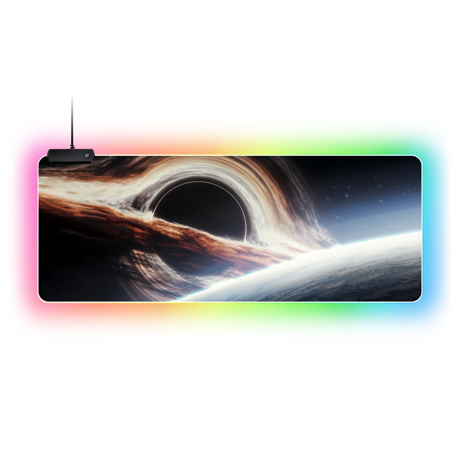 RGB Galaxy Nebula Gaming Mouse Pad - Large Non-Slip Rubber Base, Extended Keyboard & Mouse Mat for PC, Laptop, Desk (31.5" x 11.8") (02)