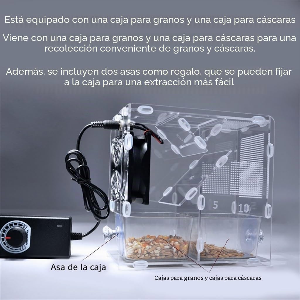 Máquina de soplado de granos de comida para pájaros, velocidad ajustable, máquina de bombardeo de alimentos para pájaros para fácil y mantenimiento